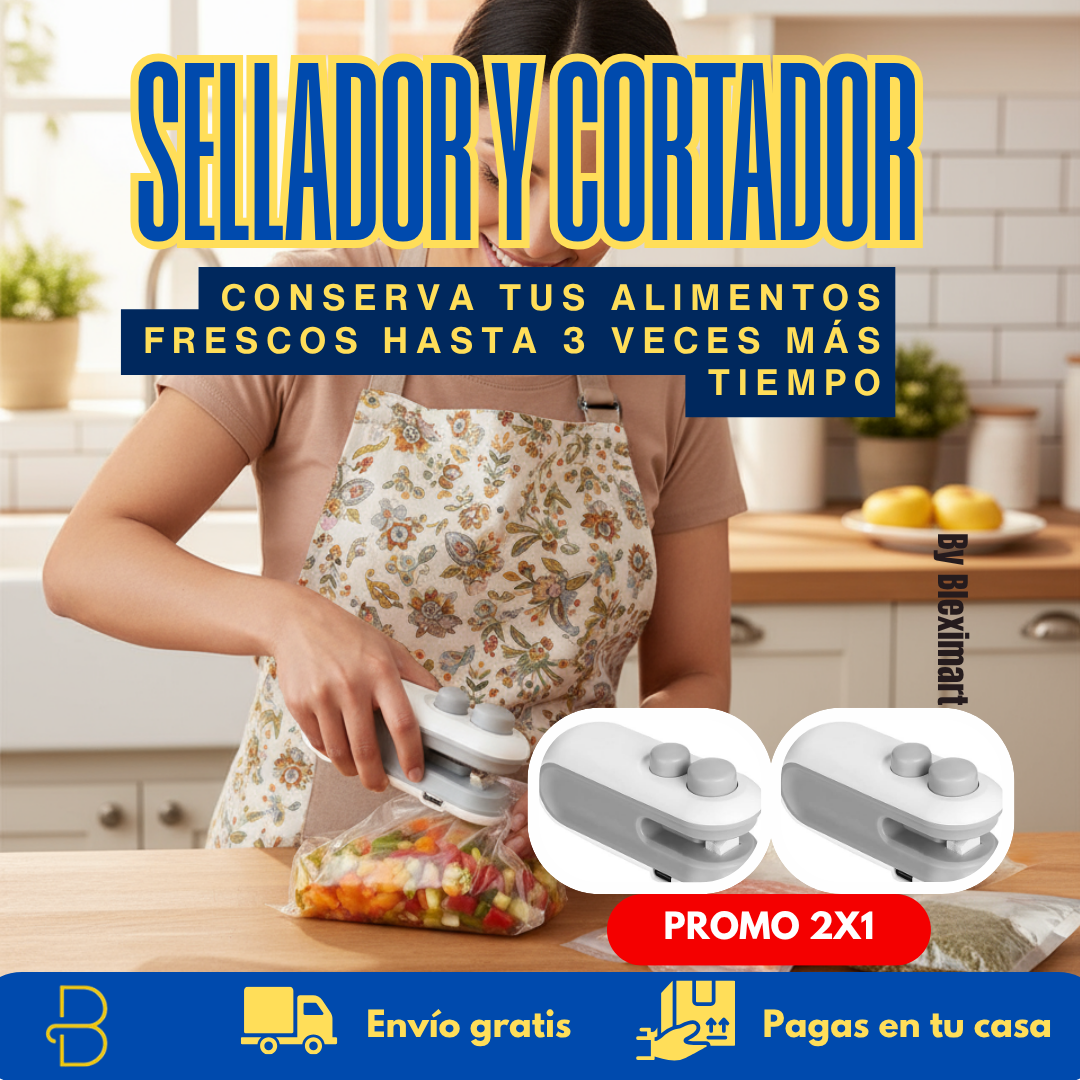 Sellador y cortador 2 en 1: Alimentos frescos y bolsas listas en segundos