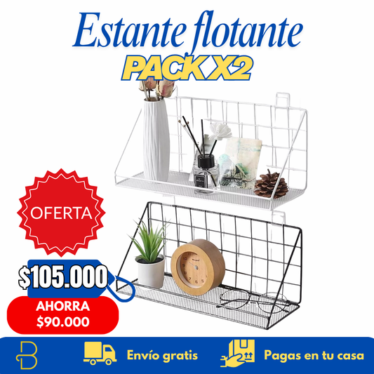Estante flotante minimalista (Pack x2) - Organiza y decora sin taladrar