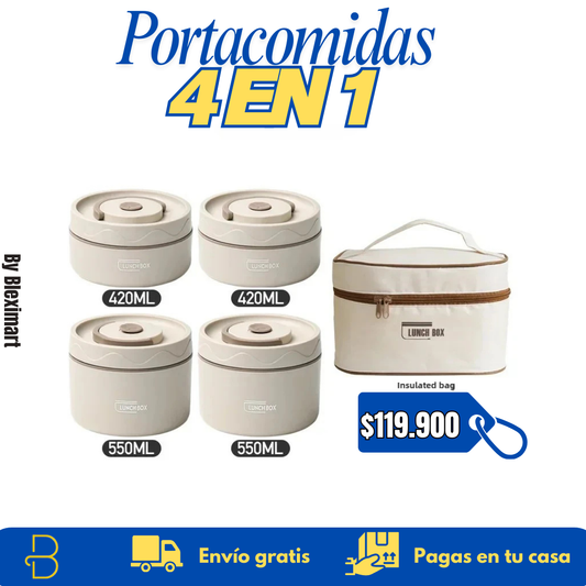 Portacomidas Térmico 4 en 1 – Tu comida caliente y fresca donde vayas