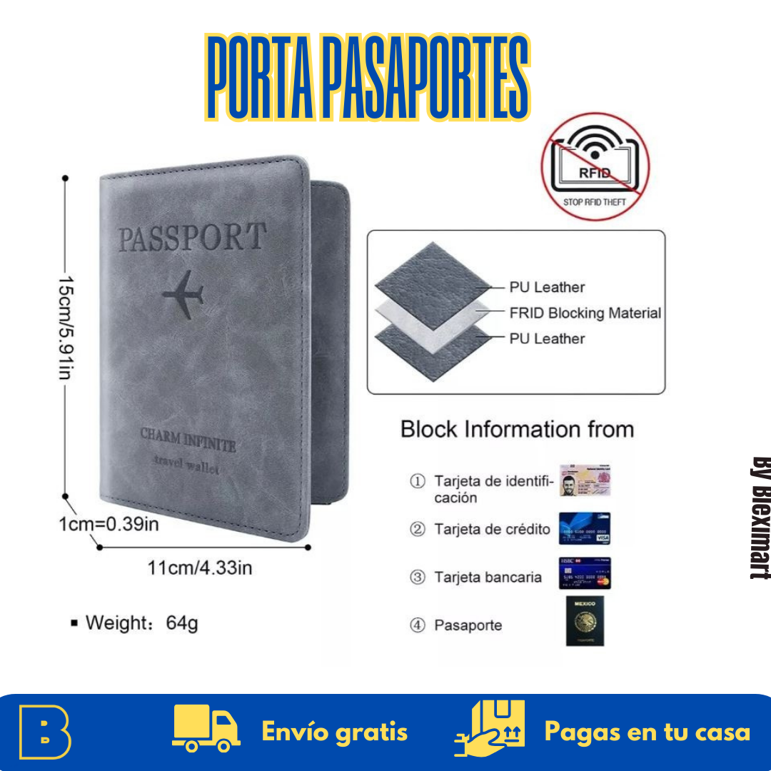 Portapasaporte RFID: viaja con tus documentos en un solo lugar, sin enredos.