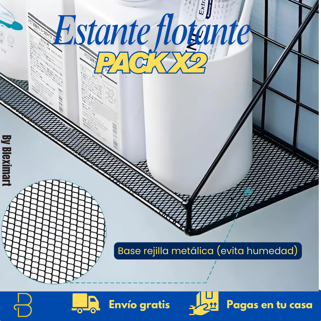 Estante flotante minimalista (Pack x2) - Organiza y decora sin taladrar