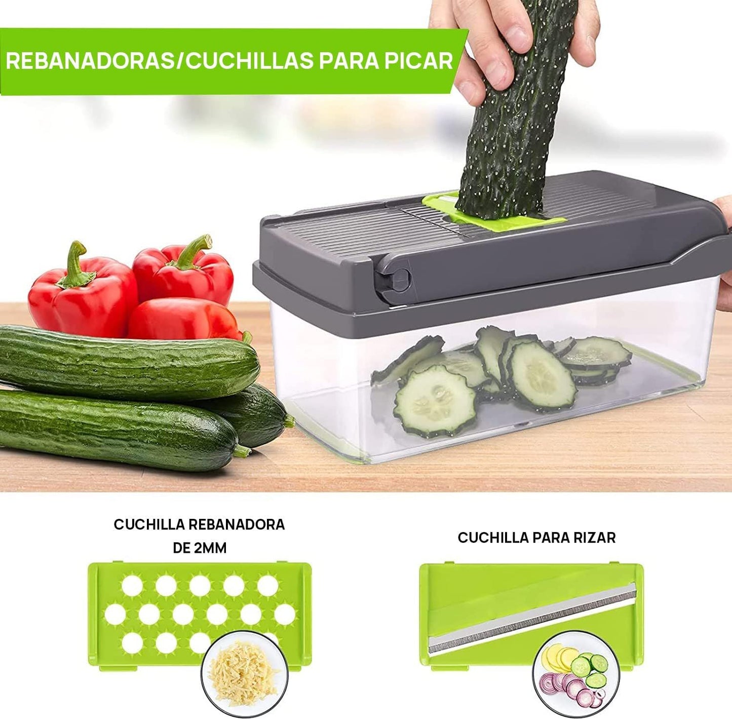 VerdiChop Pro 16 en 1 - Picador y Rallador Portátil